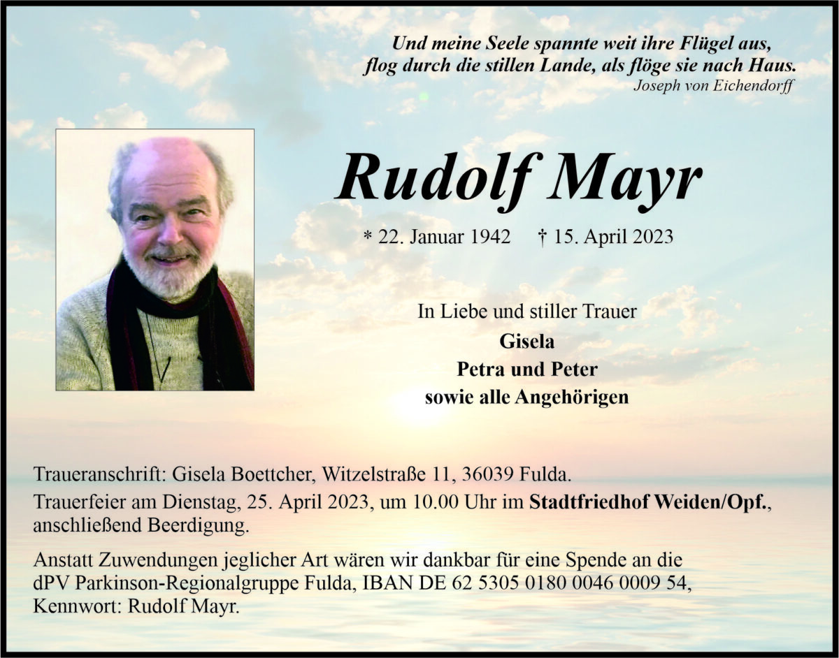 Traueranzeige Rudolf Mayr, Weiden