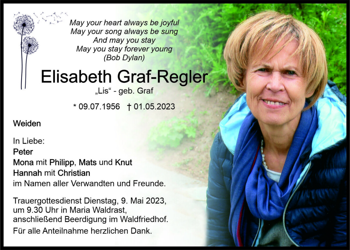Traueranzeige Elisabeth Graf-Regler, Weiden