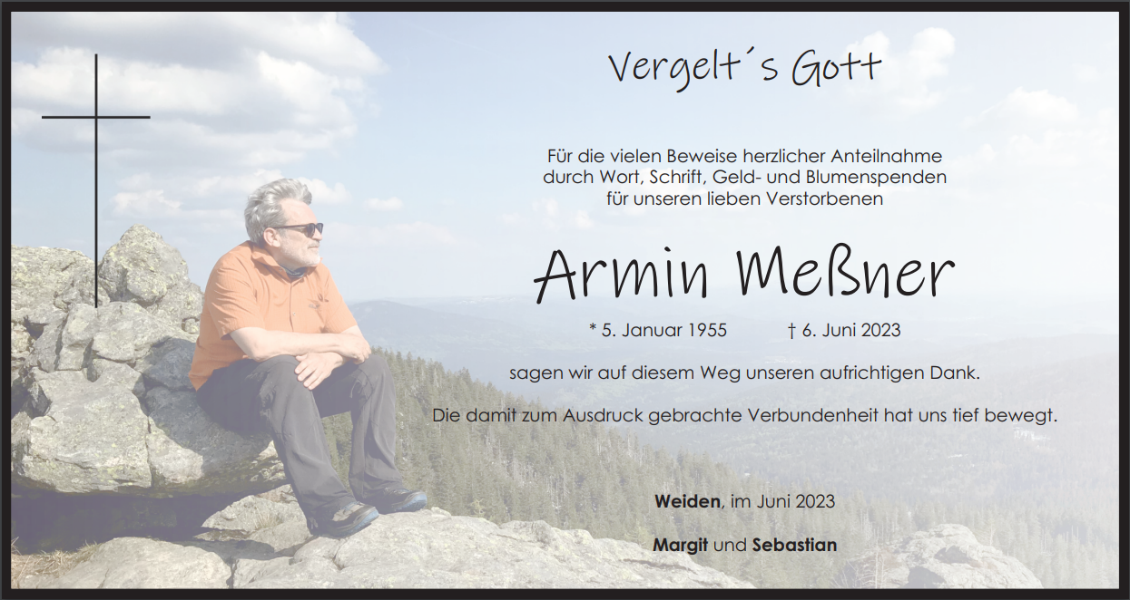 Danksagung Armin Meßner, Weiden