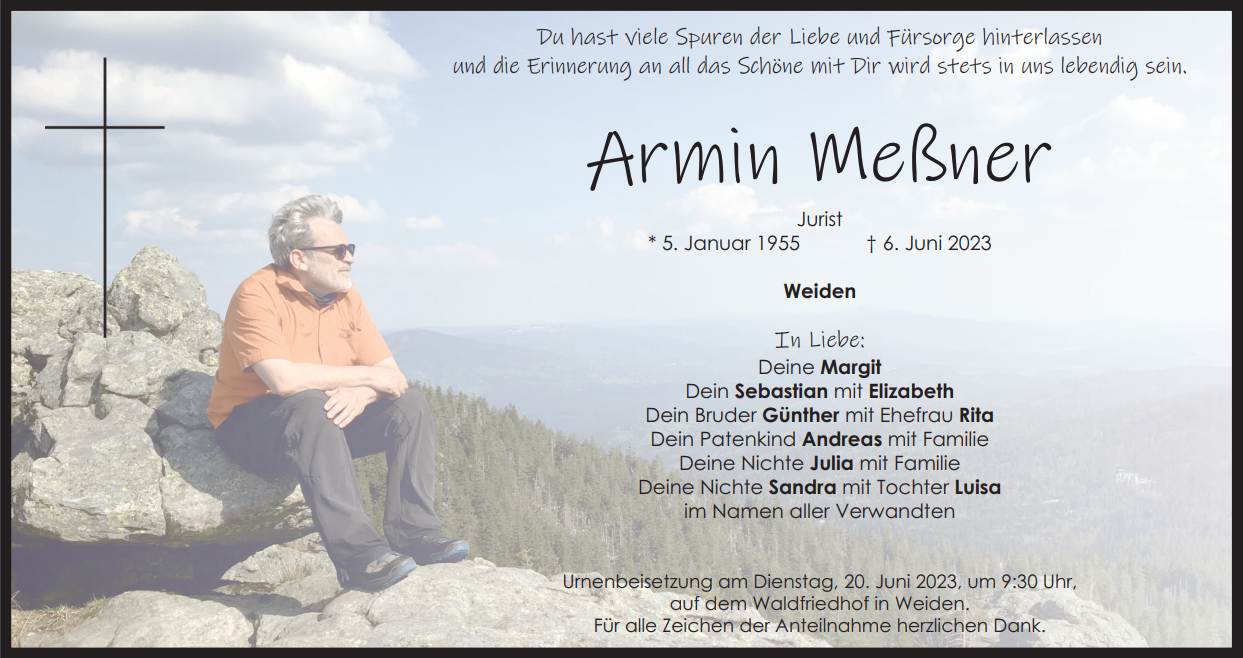 Traueranzeige Armin Meßner, Weiden