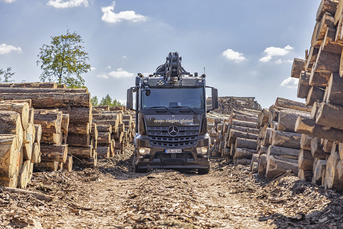 Königsdisziplin für LKW-Fahrer: Riesige Baumstämme rollen über enge Waldwege