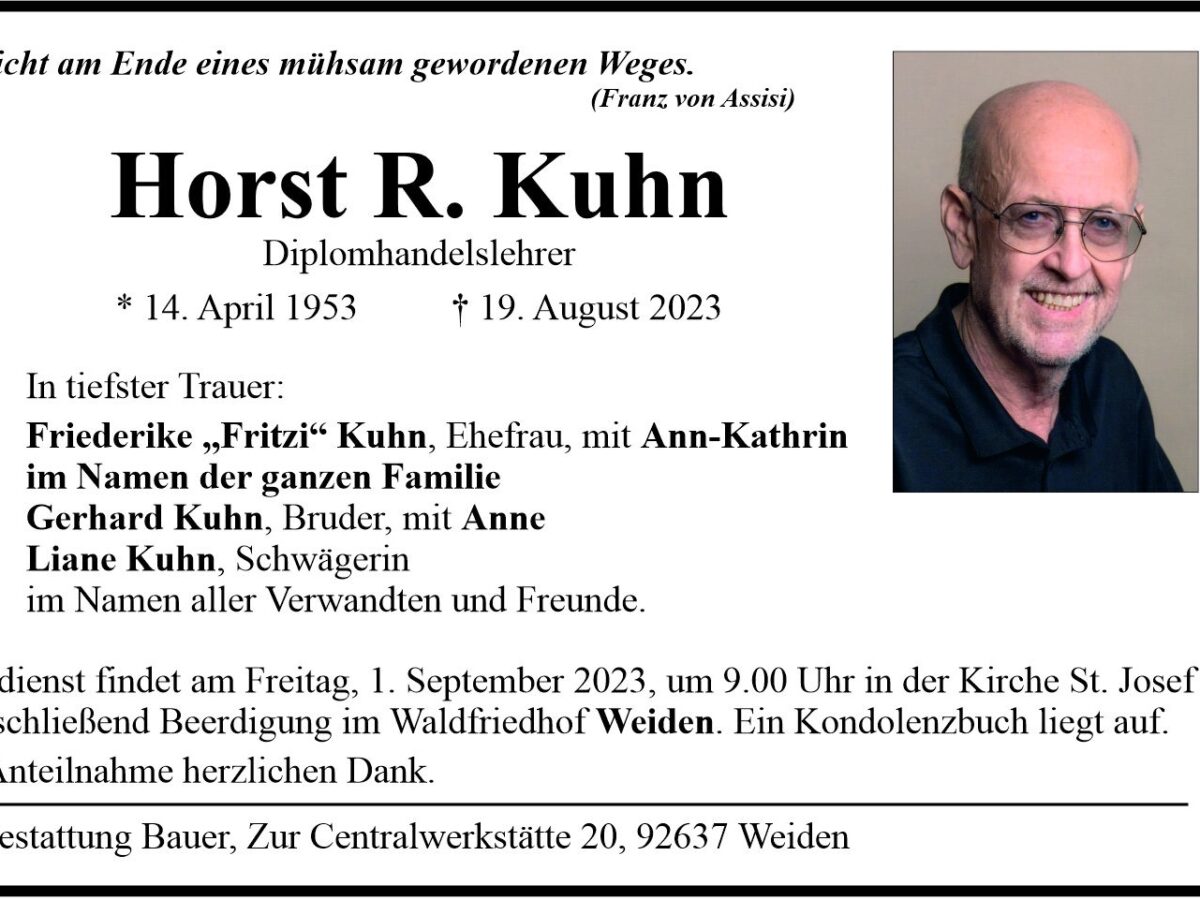 Traueranzeige Horst R. Kuhn, Weiden