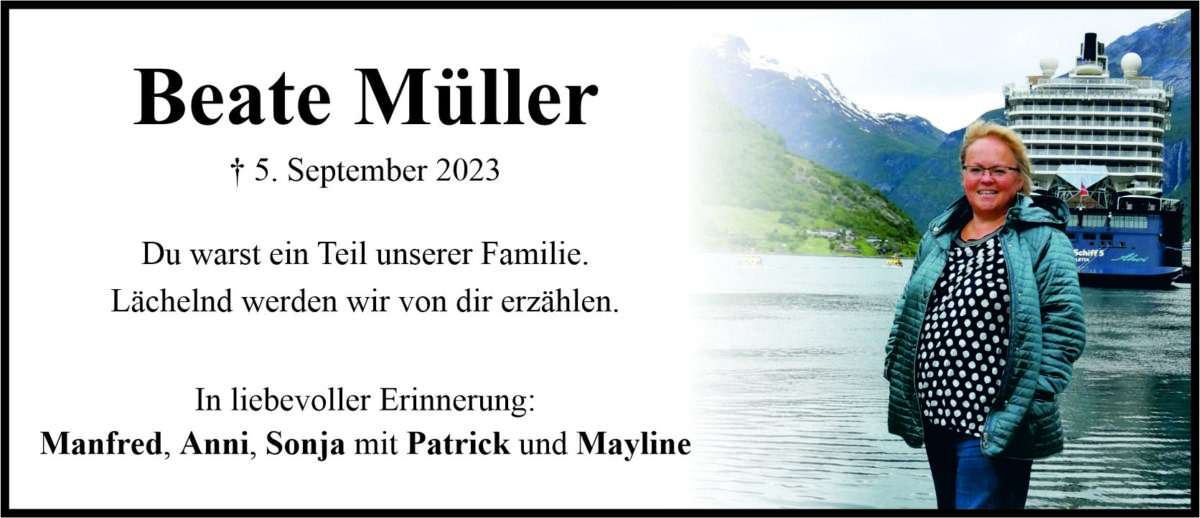 Gedenkanzeige Beate Müller
