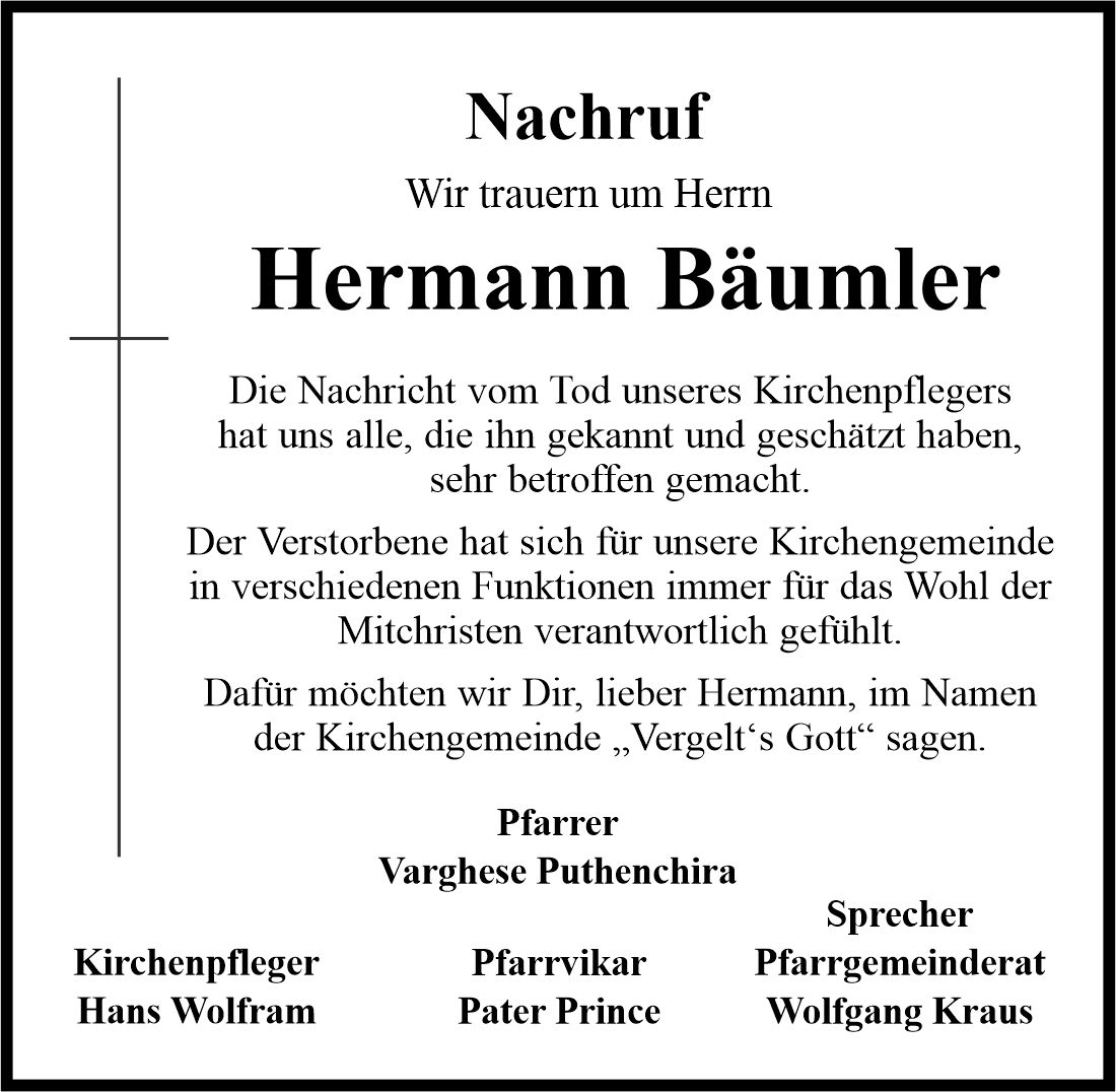 Nachruf Hermann Bäumler