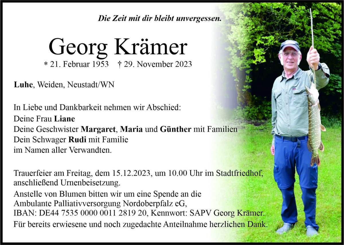 Traueranzeige Georg Krämer, Luhe