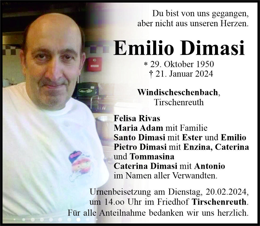 Traueranzeige Emilio Dimasi, Windischeschenbach