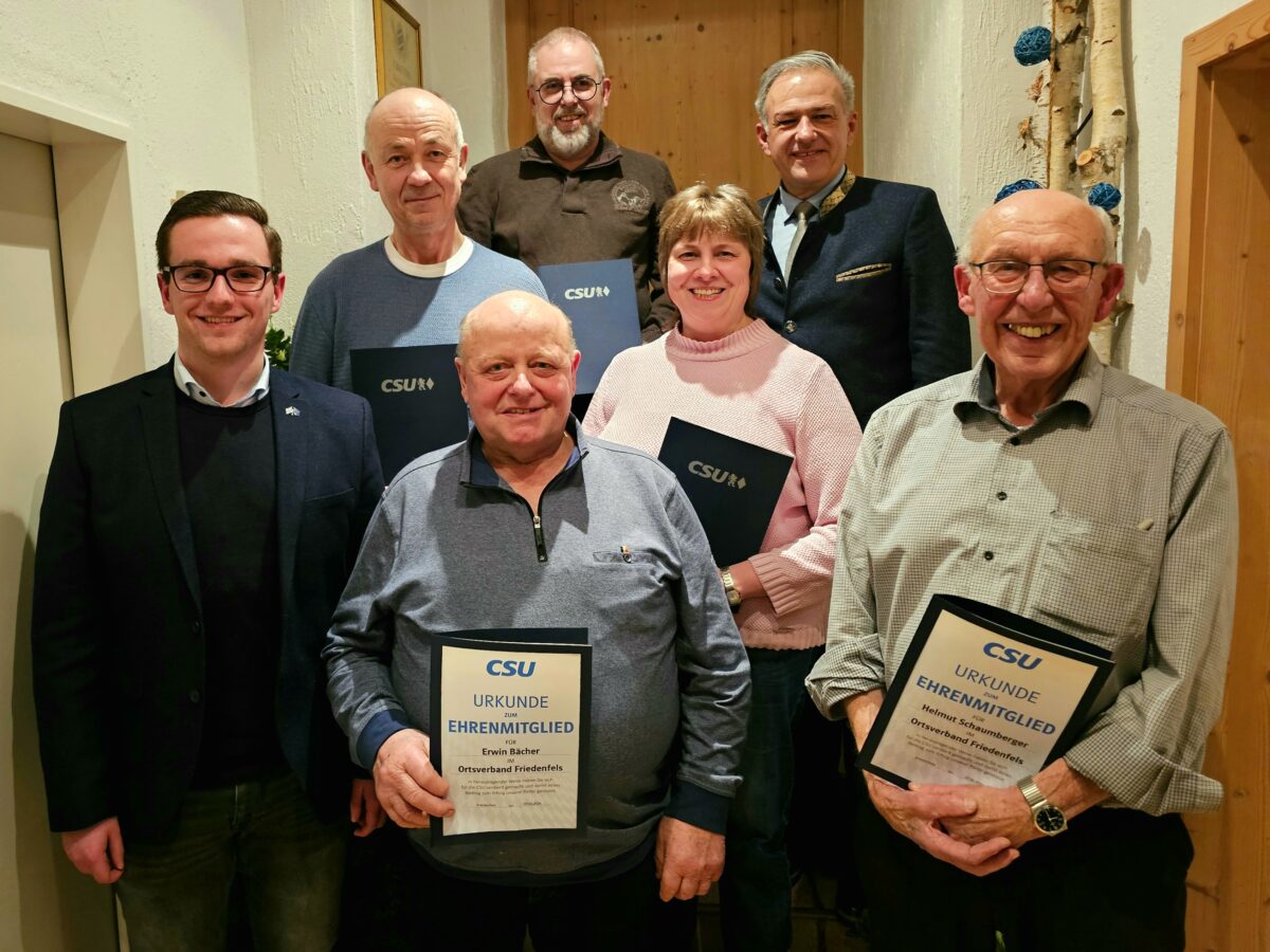 CSU-Ortsverband Friedenfels ehrt langjährige und verdiente Mitglieder