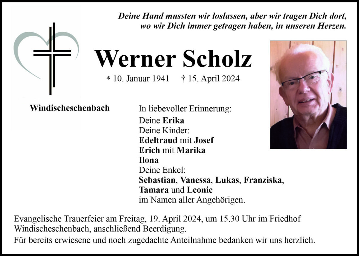 Traueranzeige Werner Scholz, Windischeschenbach