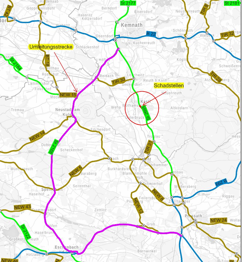 Schadstellensanierung der Staatsstraße 2665 bei Kastl