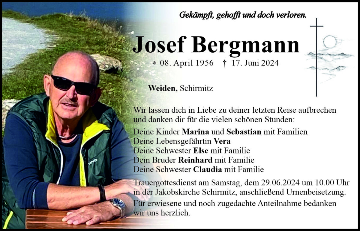 Traueranzeige Josef Bergmann, Weiden