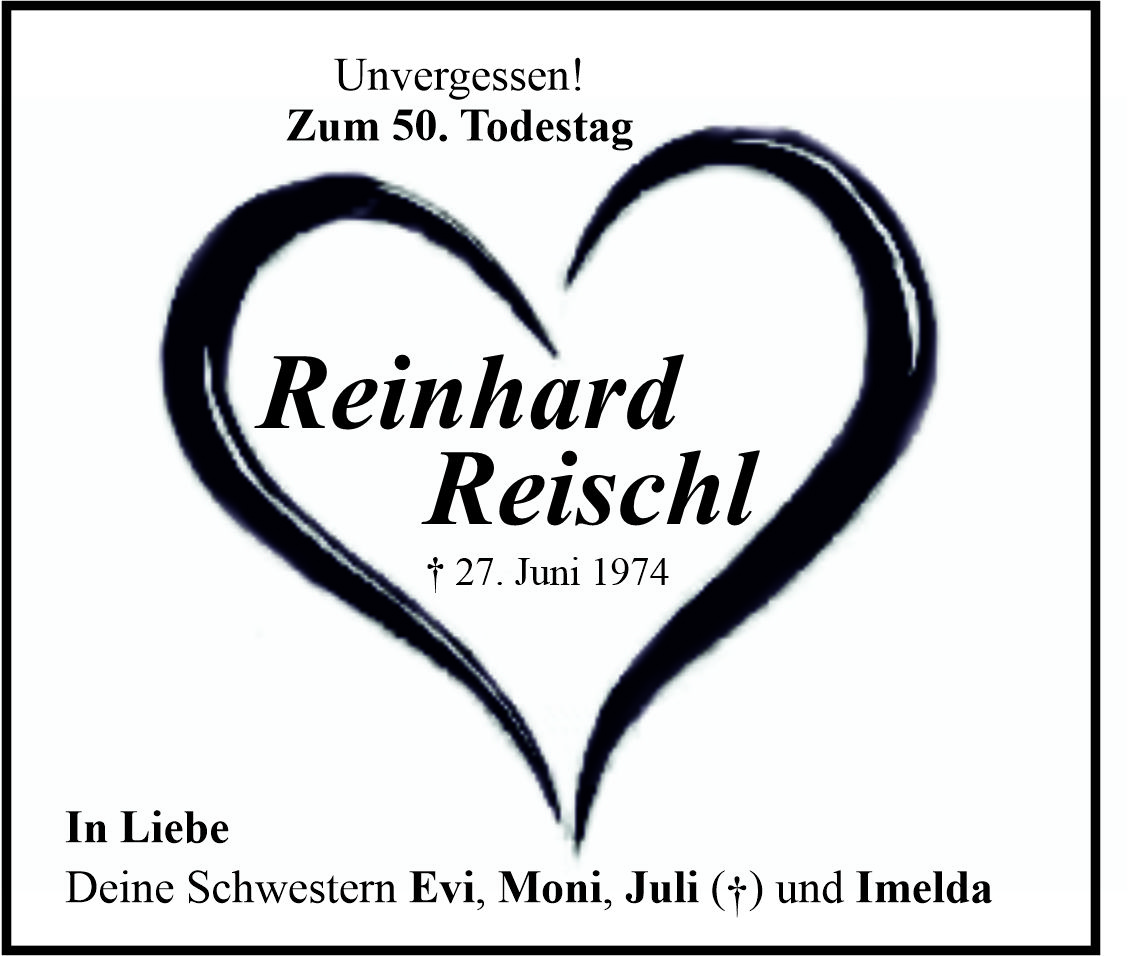 Gedenkanzeige Reinhard Reischl