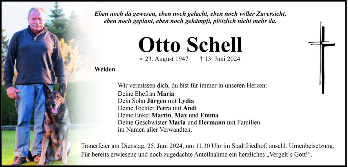 Traueranzeige Otto Schell, Weiden