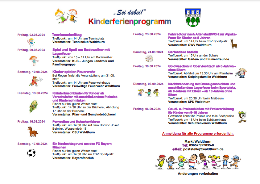 Waldthurn lädt zum vielfältigen Ferienprogramm ein