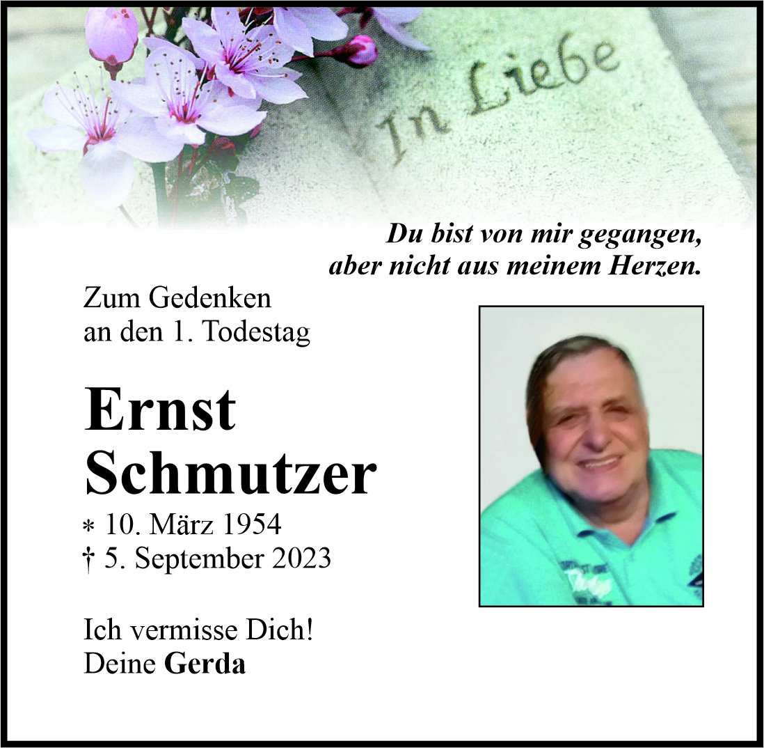 Gedenkanzeige Ernst Schmutzer