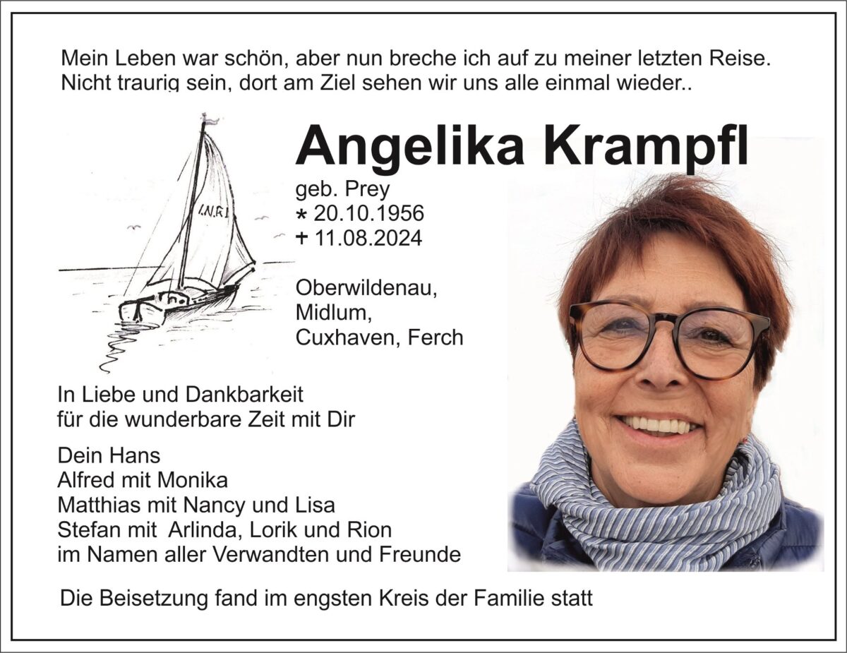 Traueranzeige Angelika Krampfl, Oberwildenau