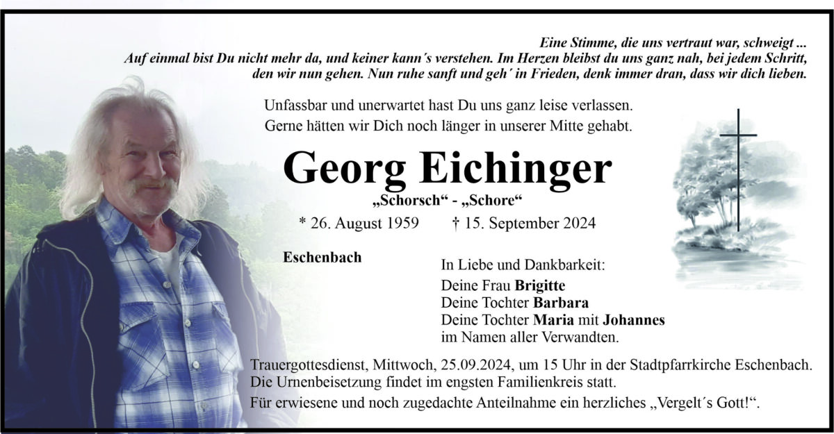 Traueranzeige Georg Eichinger, Eschenbach