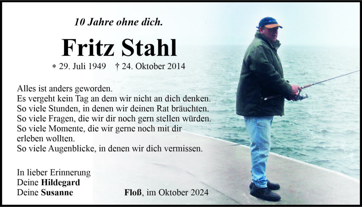 Gedenkanzeige Fritz Stahl, Weiden