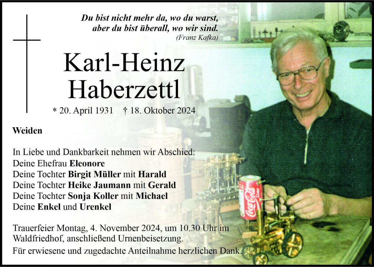 Traueranzeige Karl-Heinz Haberzettl, Weiden