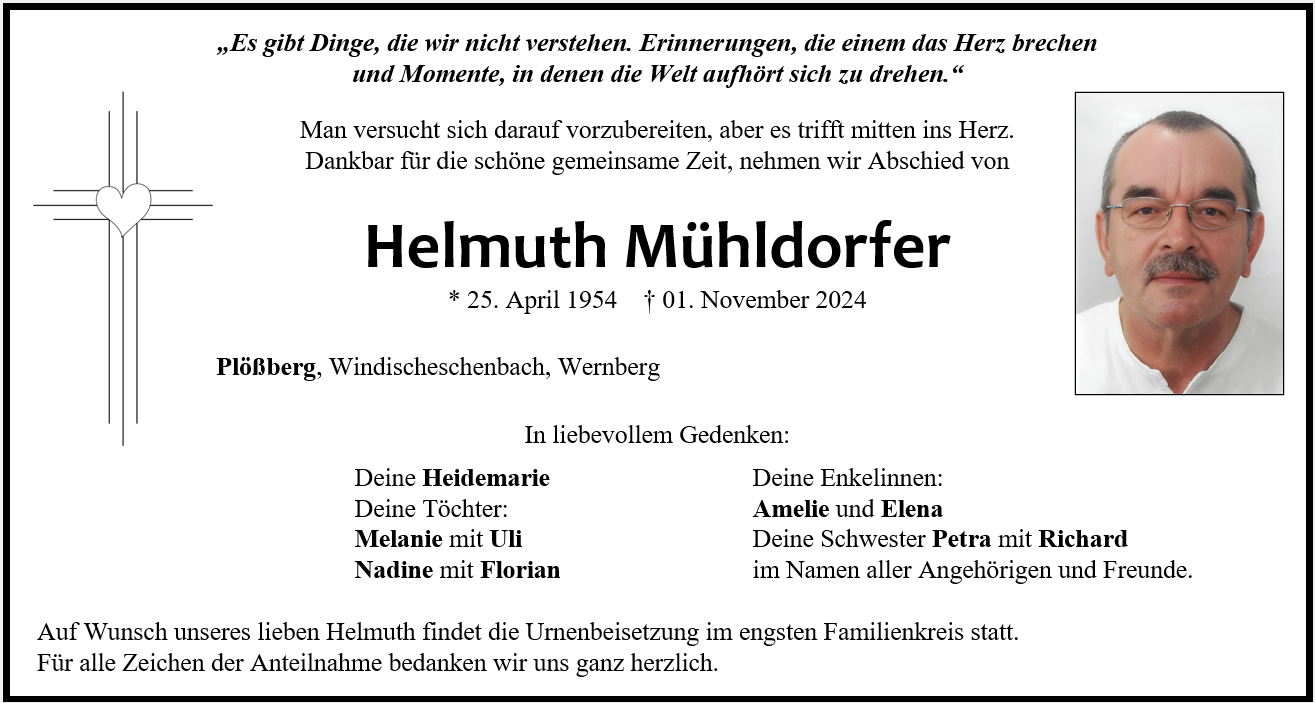 Traueranzeige Helmuth Mühldorfer, Plößberg