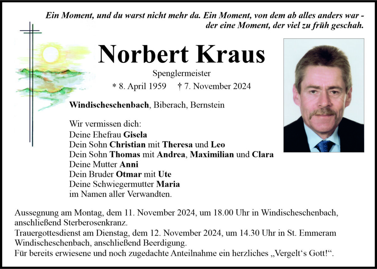 Traueranzeige Norbert Kraus, Windischeschenbach