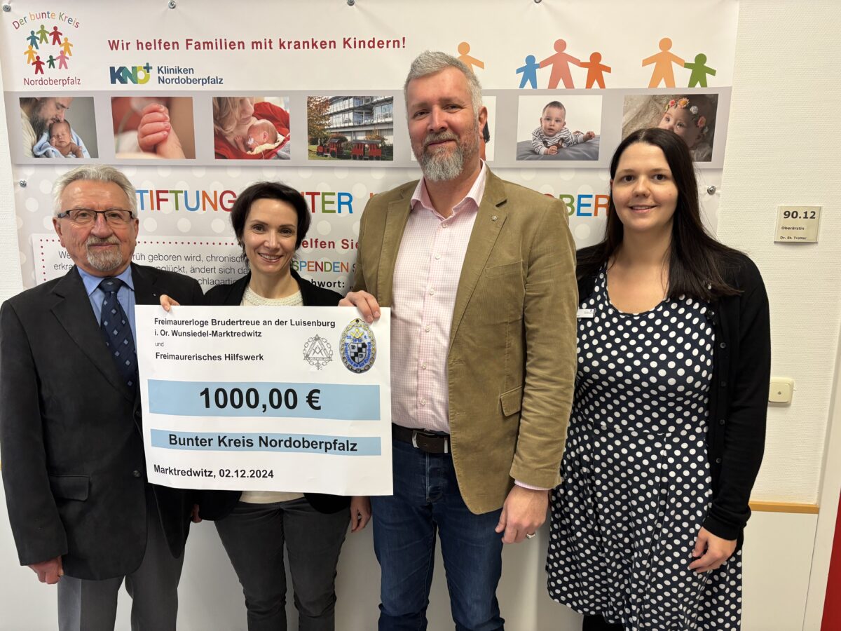Freimaurer spenden 1.000 Euro an Bunten Kreis