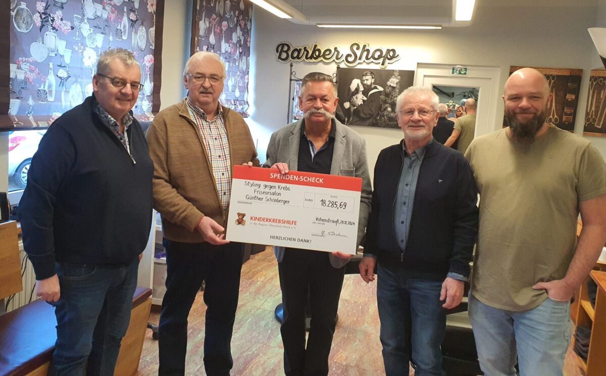 Friseursalon zeigt Herz: über 18.000 Euro für krebskranke Kinder