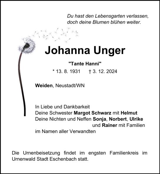 TA Unger Johanna, Weiden