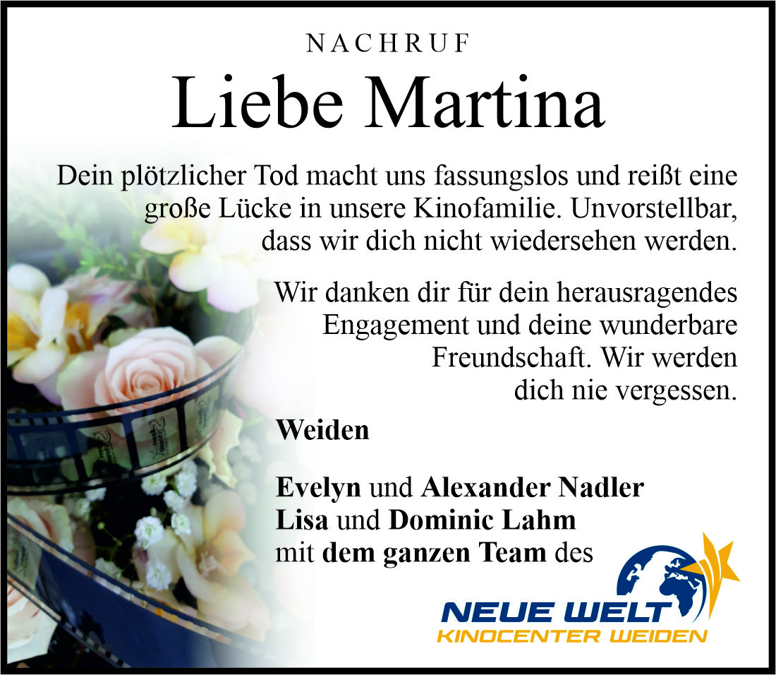 Gedenkanzeige Martina Freundorfer, Weiden