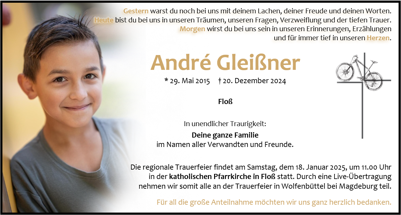 Traueranzeige André Gleißner, Floß