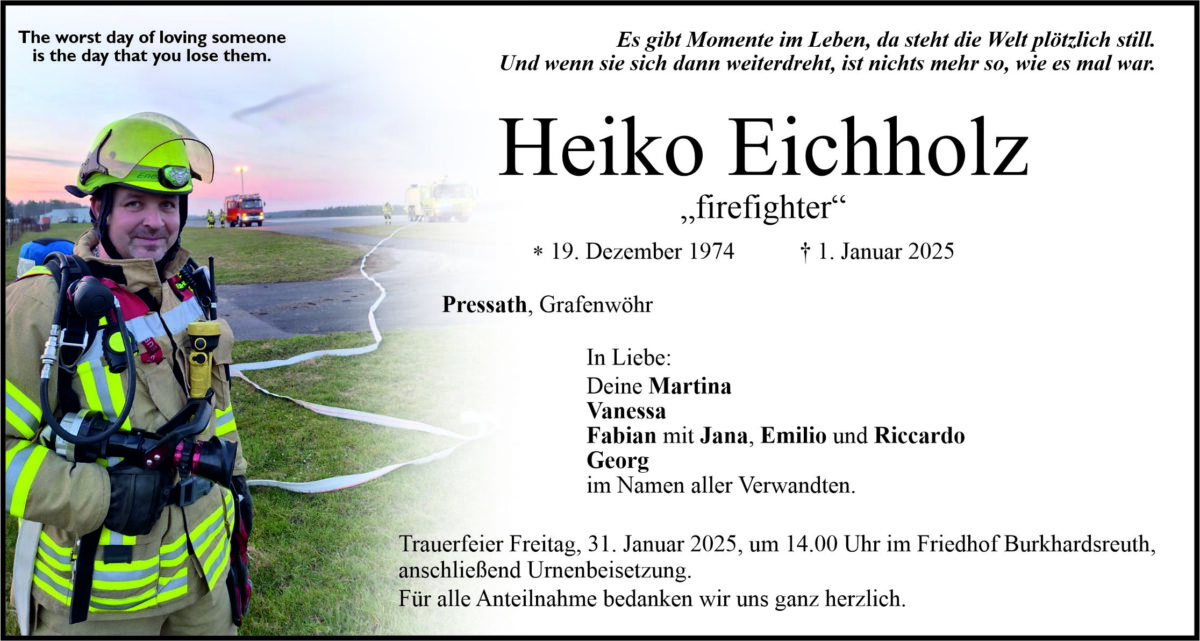 Traueranzeige Heiko Eichholz, Pressath