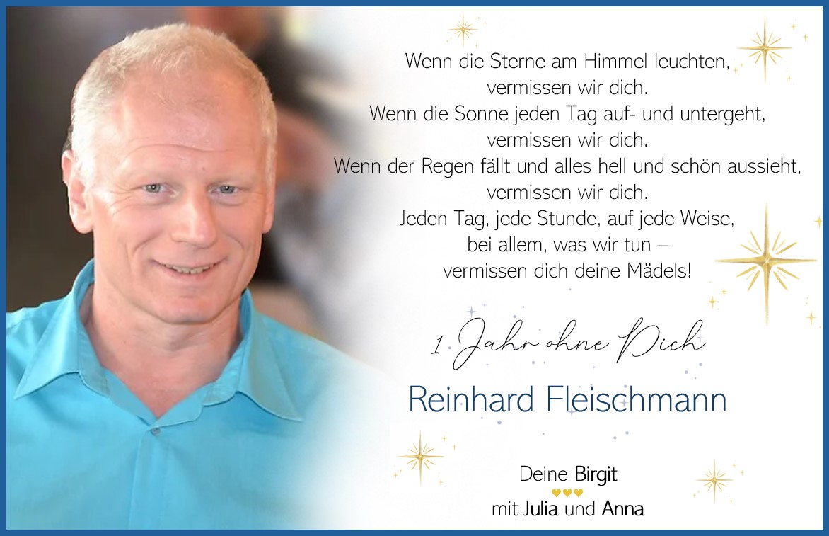 Memoriums-Anzeige Reinhard Fleischmann, Pirk