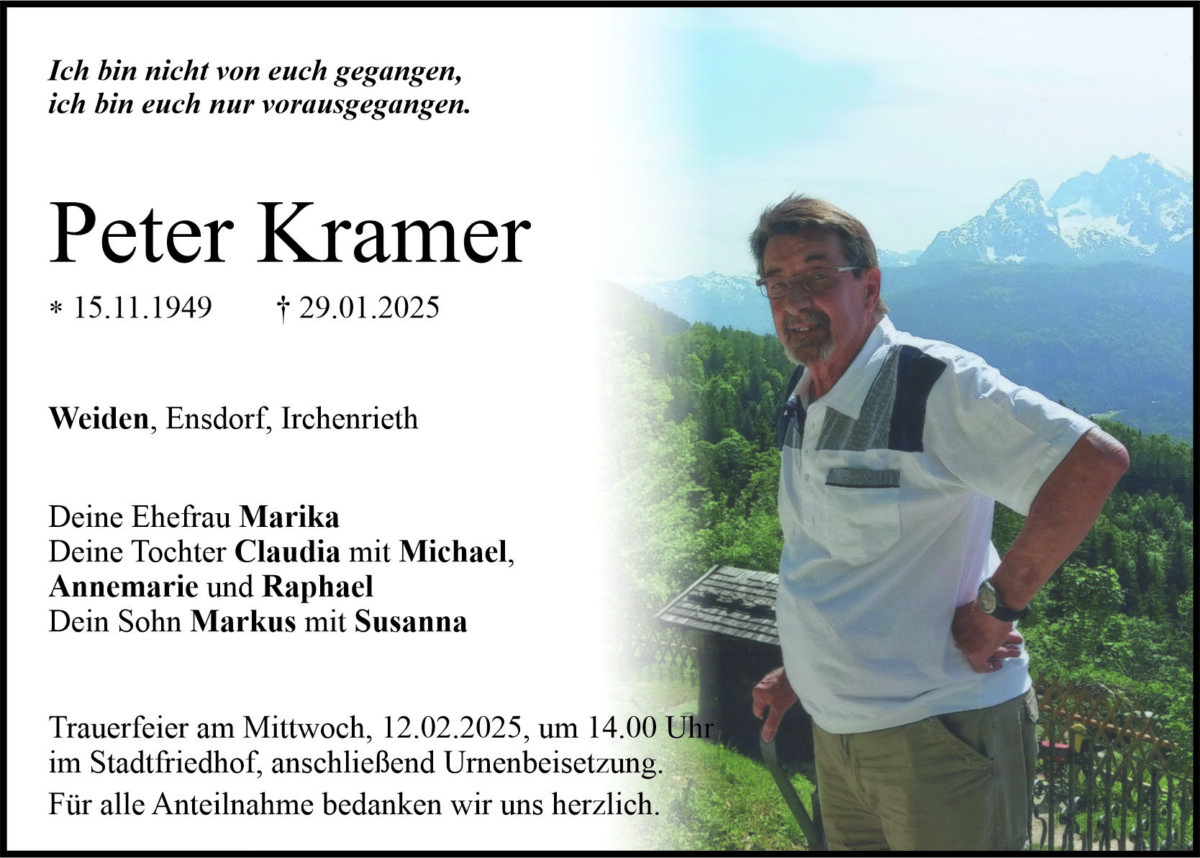 Traueranzeige Peter Kramer, Weiden