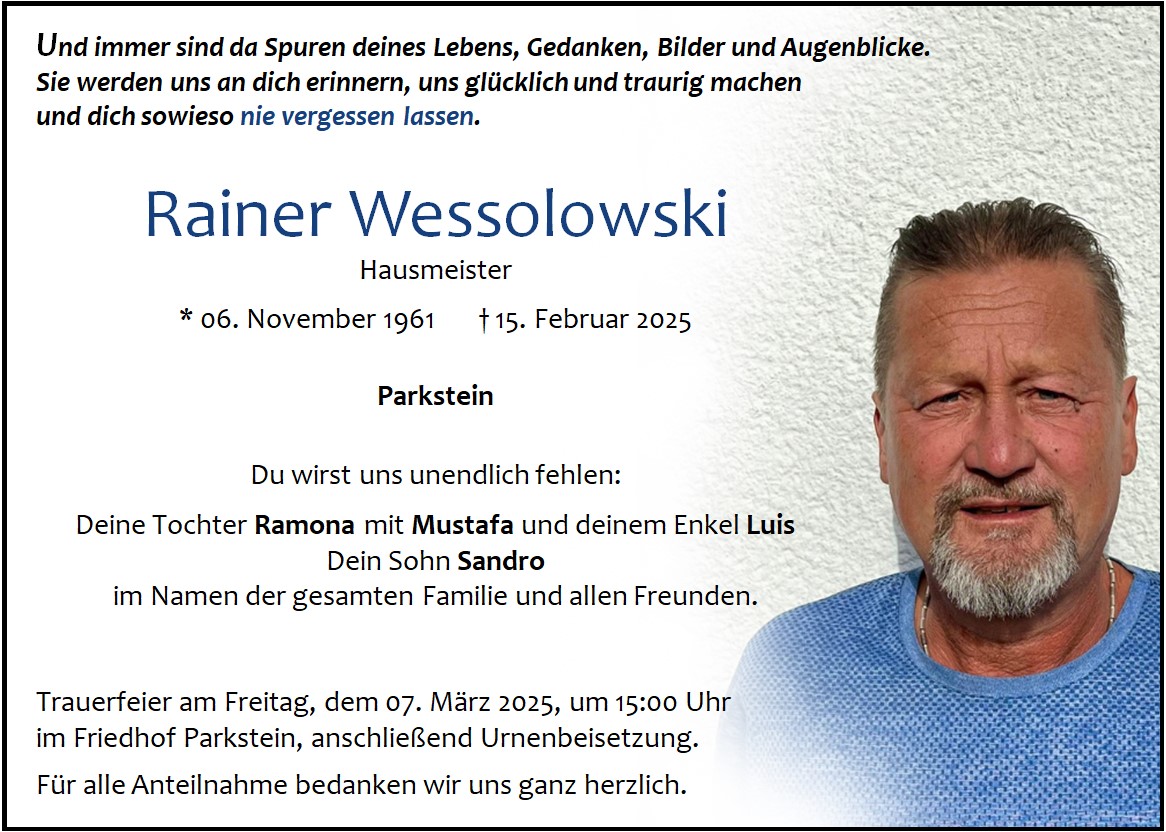 Traueranzeige Rainer Wessolowski, Parkstein