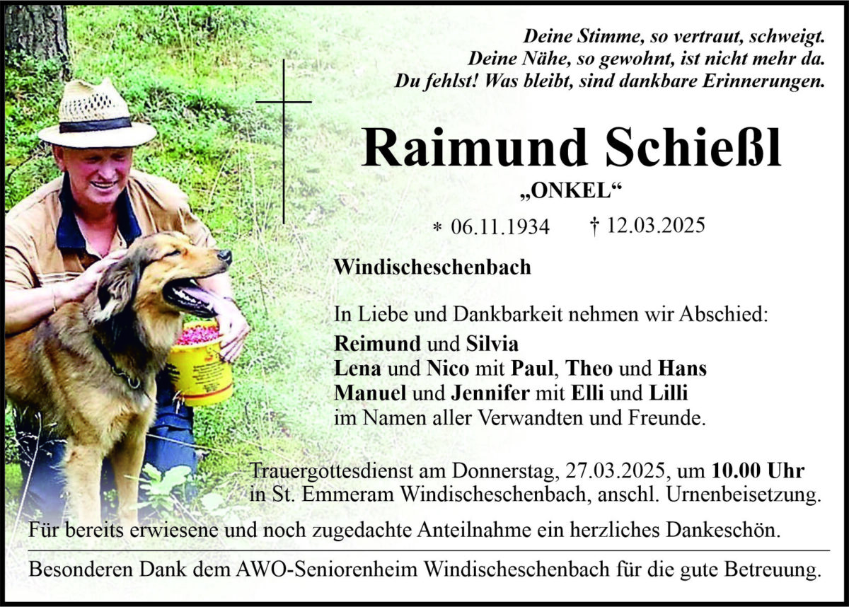 Traueranzeige Raimund Schie&amp;#223;l, Windischeschenbach