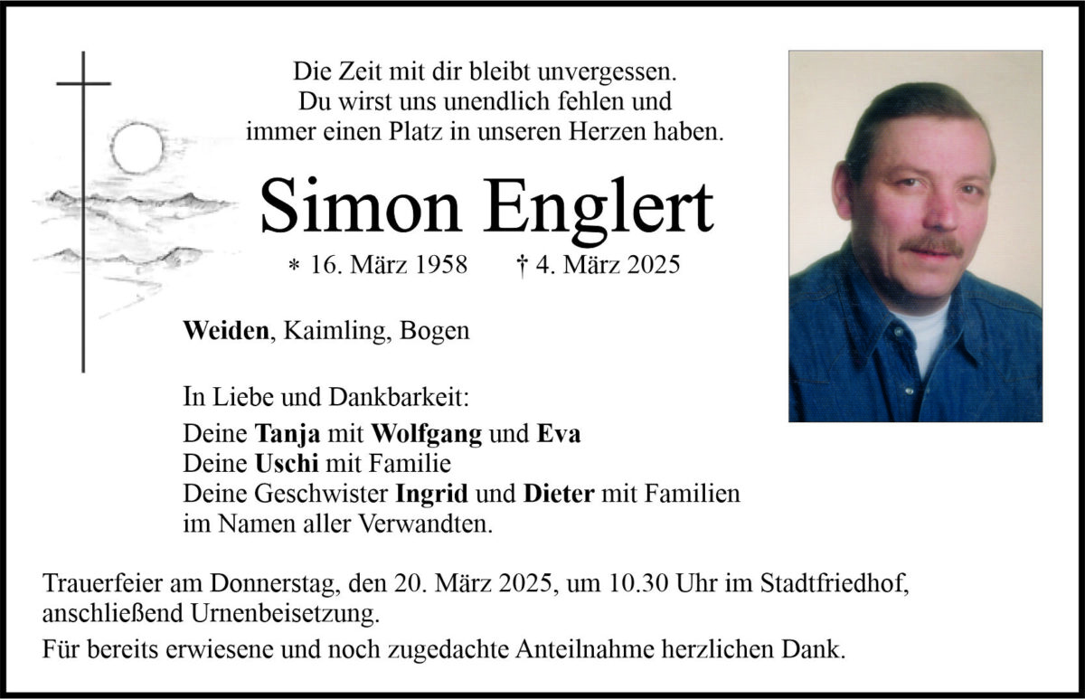 Traueranzeige Simon Englert Weiden