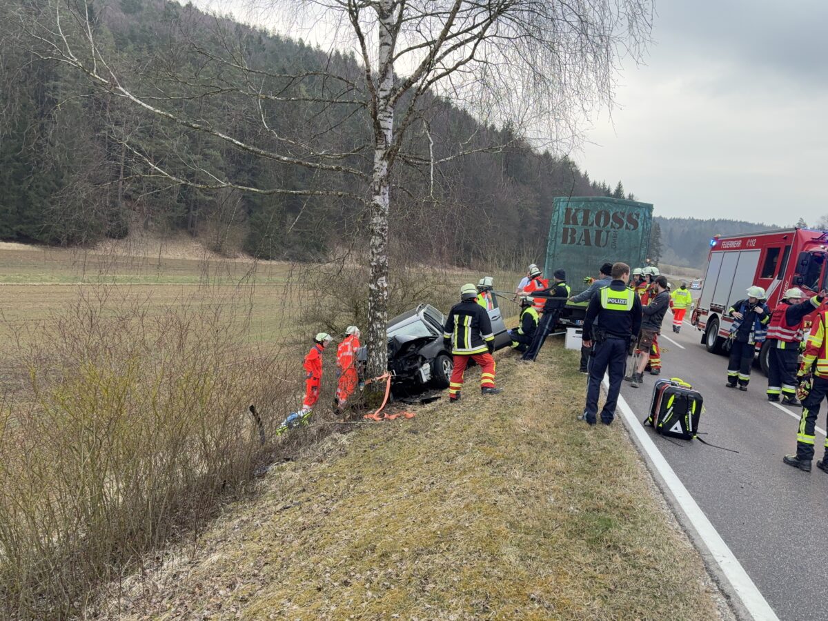 Übermüdeter Fahrer prallt gegen Baum