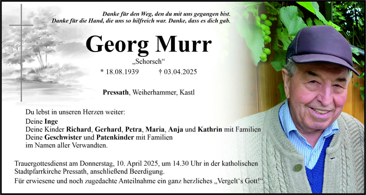Traueranzeige Georg Murr, Pressath