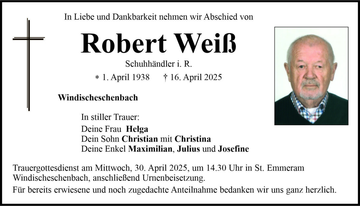 Traueranzeige Robert Wei&amp;#223;, Windischeschenbach