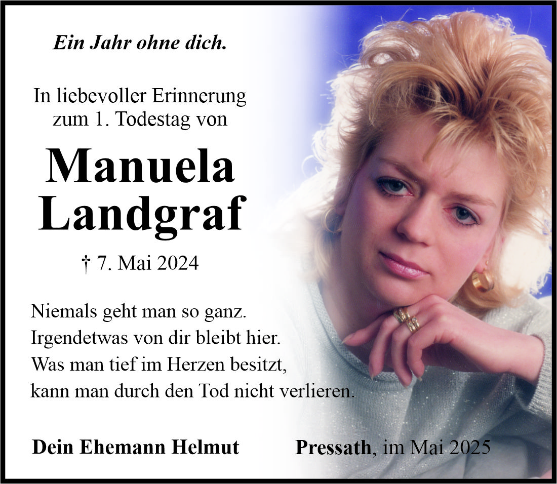 Gedenkanzeige Manuela Landgraf, Pressath
