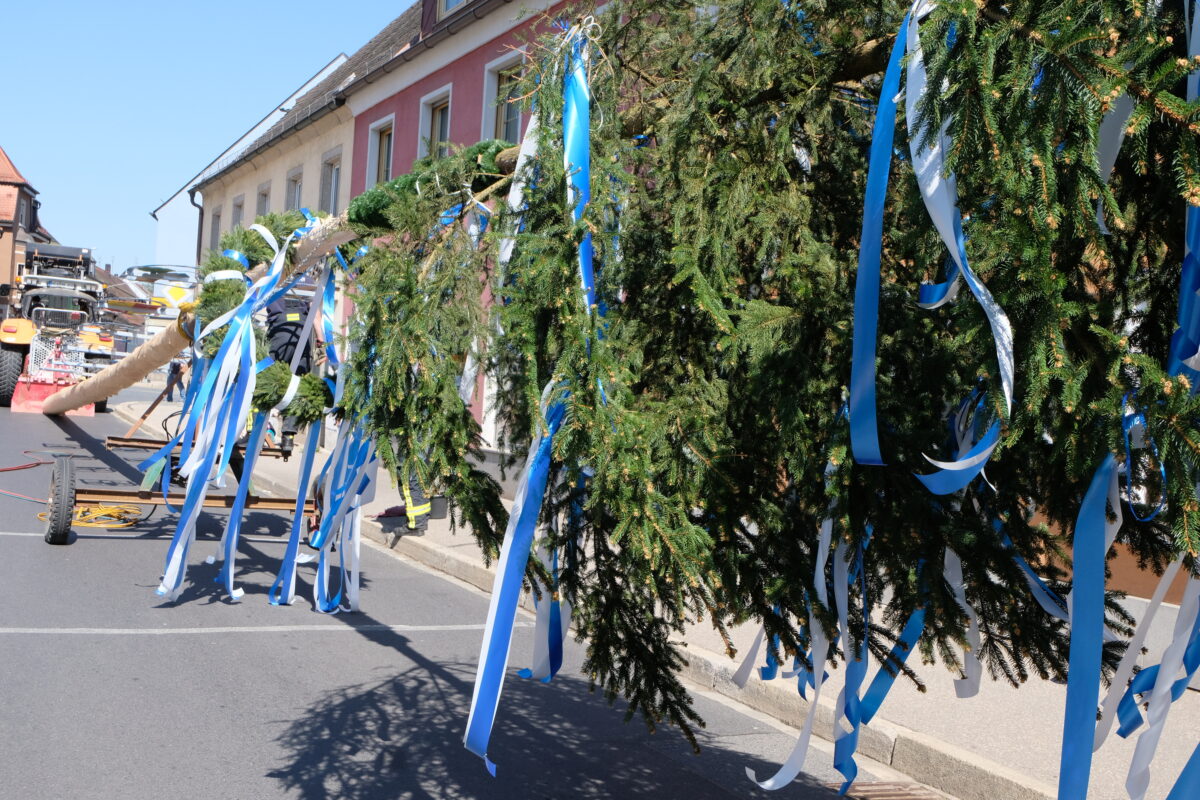 Maibaum krönt Flosser Markt