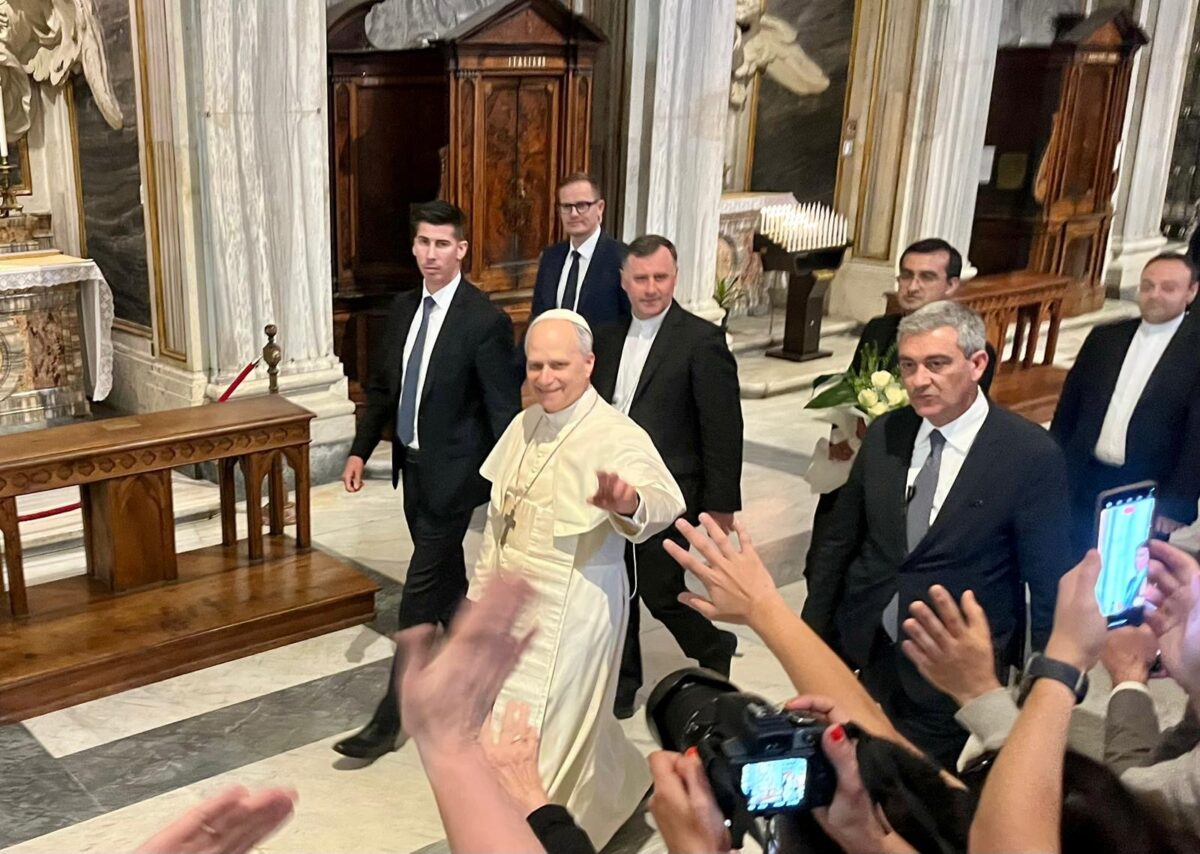 Papst Leo XIV. am Samstagabend in der Kirche Santa Maria Maggiore. Foto: Gerald Morgenstern
