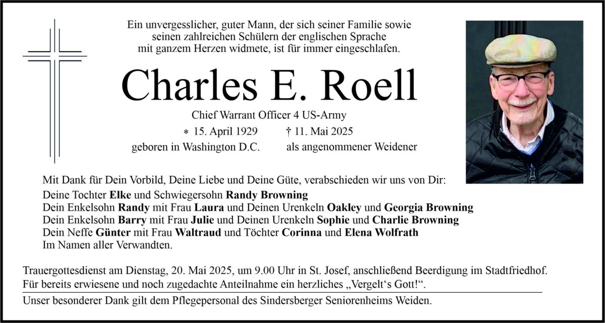 Traueranzeige Charles E. Roell, Weiden