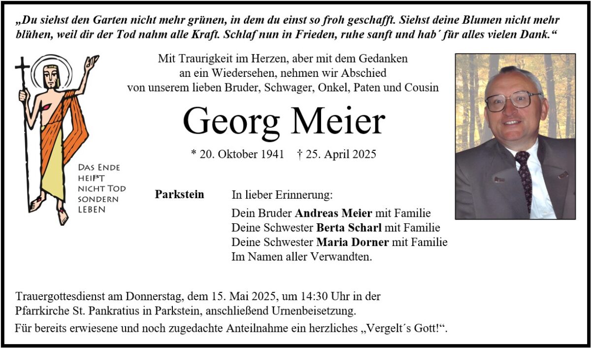 Traueranzeige Georg Meier, Parkstein