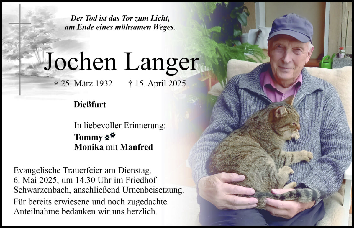 Traueranzeige Jochen Langer, Dießfurt