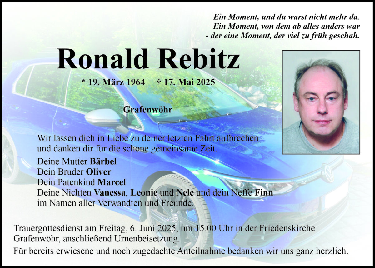 Traueranzeige Ronald Rebitz, Grafenwöhr