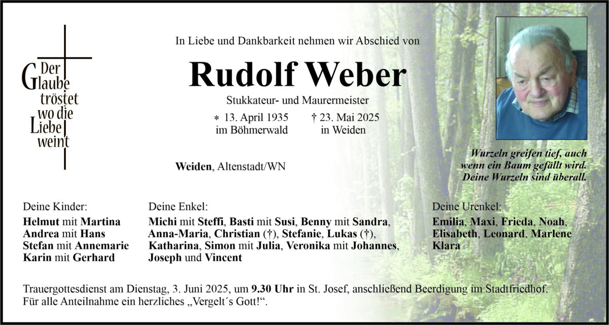 Traueranzeige Rudolf Weber, Weiden