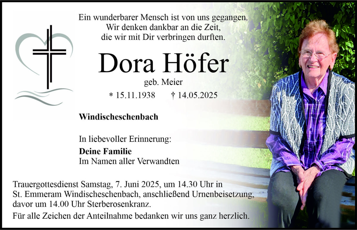 Traueranzeige Viktoria Höfer, Windischeschenbach