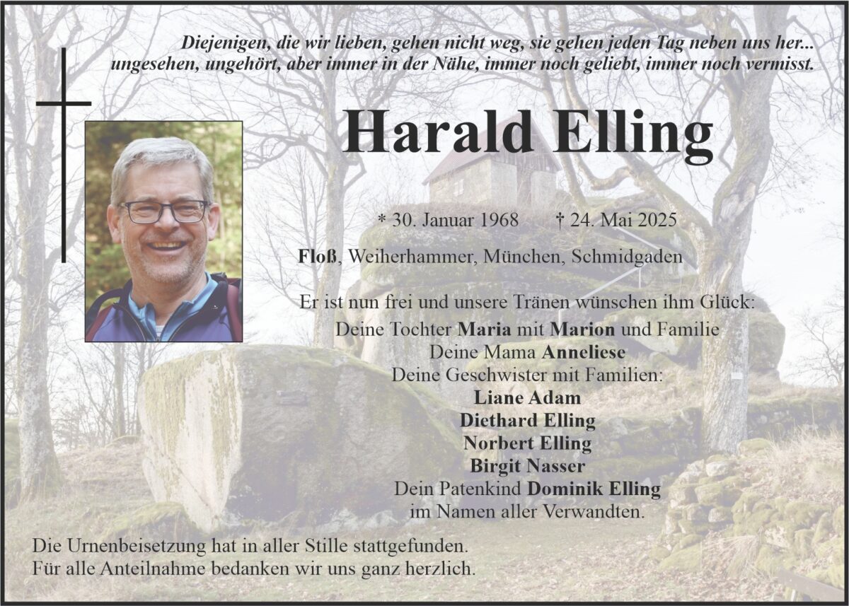 Traueranzeige Harald Elling, Floß