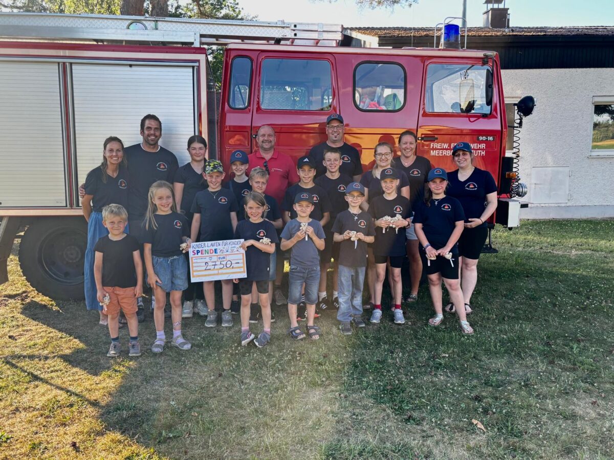Kinderfeuerwehr Meerbodenreuth spendet 2.750 Euro an Kinderkrebshilfe nach Spendenlauf