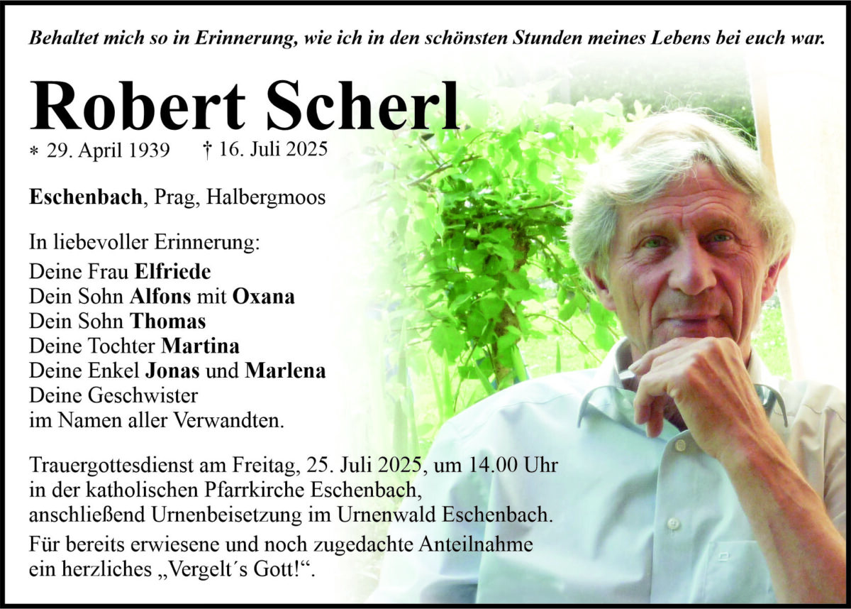 Traueranzeige Robert Scherl, Eschenbach
